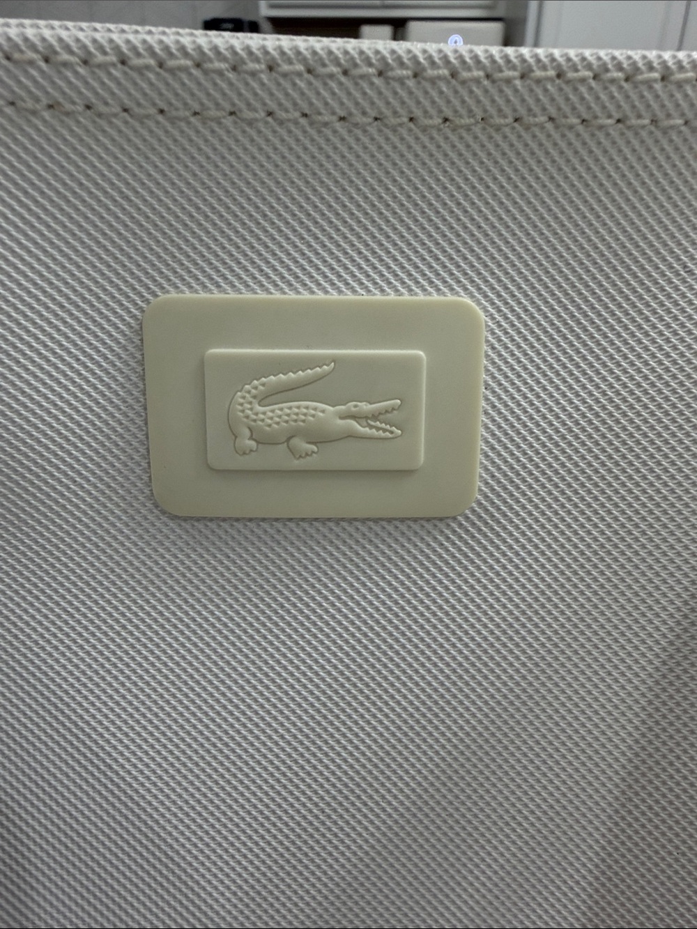 Lacoste White PVC Textured Tote Bag - Picture 4 of 12